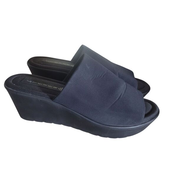 Steven by Steve Madden Y2K Platform Slides Sandals Womens 8 - 8.5 Black Boho 90s - Picture 1 of 9